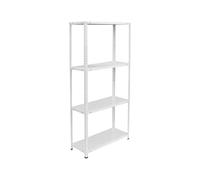 Relaxdays Étagère en Acier 4 Niveaux 145x75x30 cm, 160 kg, pour Cave, Garage ou Atelier, Blanche