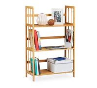 Relaxdays Etagère en bambou 3 niveaux salle de bain livres fleurs bibliothèque HxlxP: 88 x 55 x 26 cm, nature