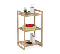 Relaxdays Étagère en bambou 3 niveaux 70 x 40 x 30 cm sur pieds – Salle de bain, cuisine – Nature
