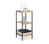 Relaxdays Étagère en Bambou, Universel Sur Pieds, Plusieurs Étages, Cadre en Métal, Carrée, SDB, 3 Niveaux, nature