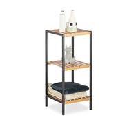 Relaxdays Étagère en Bambou, Universel Sur Pieds, Plusieurs Étages, Cadre en Métal, Carrée, SDB, 3 Niveaux, Nature