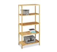 Relaxdays Étagère en bois de pin bibliothèque grande surface de rangement livres 5 étages 5 niveaux meuble salle de bain en bois salon couloir chambre place Nature 150 x 72 x 36 cm
