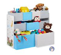 relaxdays Etagère Enfants, 9 boîtes en Tissu, Motif feu de Camp, Meuble pour Jouets, HxlxP 66x82,5x29,5 cm,coloré