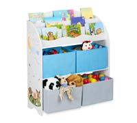 relaxdays Etagère Enfants, 4 boîtes, Motif feu, Rangement Jouets, Livres, Chambre d'enfants HxlxP 98x82,5x30 cm, coloré