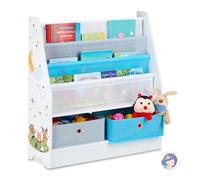 Relaxdays Etagère Enfants, Motif Animaux, 2 boîtes, 2 Compartiments, Rangement Jouets, bibliothèque 74x71x23, coloré