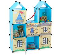 relaxdays Etagère emboîtable Chambre d'enfants,Tour Chevalier,Plastique, Armoire avec Portes,HxlxP:128x110x37cm,coloré, PP, ABS, métal, 128 x 110 x 37 cm