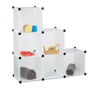 Relaxdays Étagère escalier 6 compartiments meuble bibliothèque séparation multi-cases séparateur de pièces, blanc, 35 x 110 x 110 cm