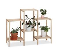 Relaxdays Étagère à plantes en bois – Support en escalier pour pots de fleurs, Nature