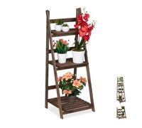 Relaxdays étagère escalier fleurs, 3 niveaux, escalier fleurs bois , pliable, échelle plantes, HlP:108x41x40cm brun