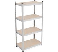 Relaxdays Étagère à Charge Lourde, HxLxP : 138x70x40 cm, Max. 200 kg, Stockage Garage, Cave, Acier, à emboîter, argenté