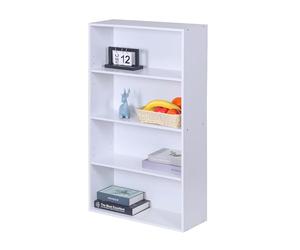 Relaxdays Étagère, H x L x P : 108 x 60 x 24 cm, 4 casiers, tablettes réglables, bibliothèque, Blanche