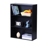 Relaxdays Étagère, H x L x P: 82 x 60 x 24 cm, 3 Compartiments, tablettes réglables, bibliothèque Salon, Noir