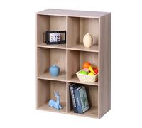 Relaxdays Étagère, H x L x P : 91 x 61 x 30 cm, 6 Cases, chêne