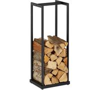 relaxdays Étagère haute pour bois de cheminée en métal