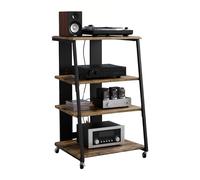 Relaxdays Étagère Hi-FI 4 Niveaux en métal/MDF, Style Industriel, 78x61x52 cm, Marron/Noir