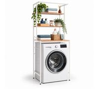 Relaxdays Étagère lave-linge 3 compartiments sèche-linge toilettes H x L x P : 161 x 66 x 40 cm naturelle/blanche