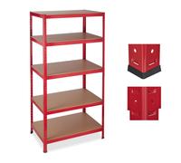 relaxdays étagère lourde 10026756_0 rouge 90,0 x 60,0 x 180,0 cm