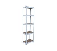 Relaxdays Étagère lourde 180x50x30 cm, 875 kg, 5 niveaux, cave & garage, emboîtable, blanc/marron
