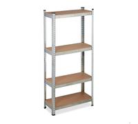 Relaxdays Etagère lourde charge capacité 700kg 150x70x30 cm 4 niveaux à clipser acier pour cave & garage argenté