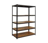 Relaxdays Étagère Lourde en Acier et MDF, 500 kg, 200 x 120 x 40 cm, 5 Niveaux, Aspect Bois, Noir/Marron