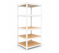 Relaxdays Étagère Lourde, H x L x P : 200 x 60 x 60 cm, Blanc/Marron | 875 kg, 5 niveaux, cave & garage, emboîtable