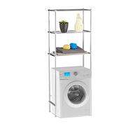 Relaxdays Etagère machine à laver, Etagère WC, 3 étages, armoire de machine à laver chrome, HLP 162 x 63 x 30, argenté