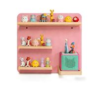 Relaxdays Étagère magnétique pour Toniebox et 27 Tonies, HxLxP: 29x39x15 cm, support mural pour figurines, rose