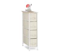 Relaxdays étagère modulable, 4 tiroirs tissu, caisson universel métal/bois, HxLxP 76x20x48 cm, beige