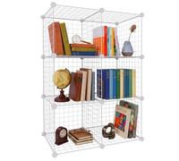 Relaxdays étagère modulable à 6 Cubes, à Monter, HxLxP 110×37×75 cm, grillagée, métal, Blanc