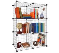 Relaxdays étagère modulaire à emboîter 6 Cubes, HxLxP 110x37x75 cm, Filaire métal Noir