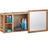 relaxdays Étagère murale avec miroir Noyer