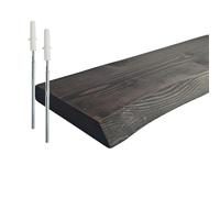 Relaxdays Étagère Murale, Bord Naturel, HxLxP 3×100×22 cm, étagère Flottante Rustique, Cuisine, pin Massif, Noir