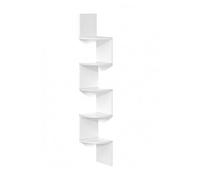 Relaxdays Étagère Murale d'angle, H x L x P : 125 x 20 x 20 cm, 5 étagères, MDF, Design en Zigzag, Blanche
