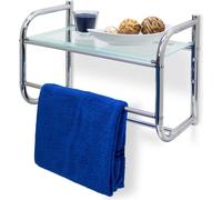 relaxdays Étagère murale en acier inoxydable avec porte-serviettes