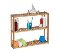 Relaxdays Étagère murale en bambou – 3 rangements, hauteur réglable, 50 x 60 x 15 cm, nature