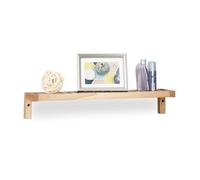 Relaxdays Étagère murale en bois de noyer salle de bain cuisine entrée surface rangement HxlxP: 10 x 60 x 12,5 cm, nature