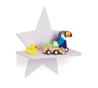 Relaxdays Étagère murale en forme d’étoile, support flottant, chambre d’enfant, HxLxP : 27,5x25x11,5 cm, pin, blanc