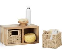relaxdays Étagère murale en noyer avec paniers