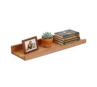 Relaxdays Étagère Murale, HxLxP : 5 x 50 x 15 cm, Noyer, étagère Flottante pour Cadres & déco, corniche Murale, Naturel
