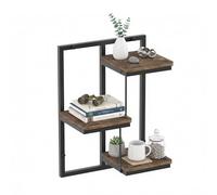 Relaxdays Étagère Murale Industriel métal et Effet Bois 45x32.5x19 cm 3 Niveaux Noir/Marron