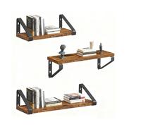 Relaxdays Lot de 3 étagères murales Aspect Bois & métal, 30/35/40 cm, pour Livres et déco, Marron