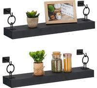 relaxdays Étagère murale noire, lot de 2