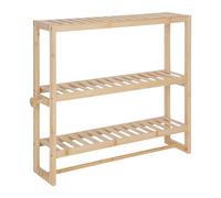 Étagère Murale Relaxdays pour Salle de Bain, 54 x 60 x 15 cm, Bambou, Porte-Serviettes, 2 Crochets, étagère étroite.