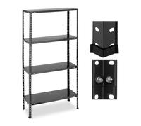Relaxdays Étagère charge lourde 4 niveaux 160 kg 147,5×75,5×30,5 cm métal noir pour cave et garage