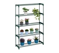 Relaxdays Étagère à Plantes, 5 Niveaux, Support Fleurs et Herbes aromatiques, en métal, HxLxP : 139x91x28,5 cm, Vert