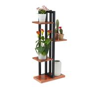Relaxdays Étagère à Plantes, escalier Fleurs, 4 Niveaux, HLP 93x42,5x22,5 cm, métal, Support intérieur, Marron foncé