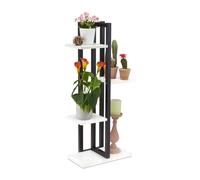 Relaxdays Étagère à plantes, escalier fleurs, 4 niveaux, HLP 93x42,5x22,5 cm, métal, support intérieur, blanc