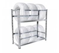 Relaxdays étagère pneus 4-6, 100 x 85 x 35 cm, 150 kg/Niveau, système emboîtable, Acier thermolaqué argenté