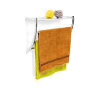 Relaxdays 10020133 Étagère porte-serviette murale salle de bain toilette serviette acier chromé HxlxP 43 x 56 x 23 cm rangement Argenté