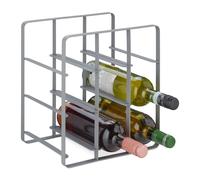 Relaxdays Étagère pour 9 Bouteilles de vin, en Fer revêtu par Poudre, HLP : 30 x 27,5 x 20 cm, Cuisine et Bar, Grise